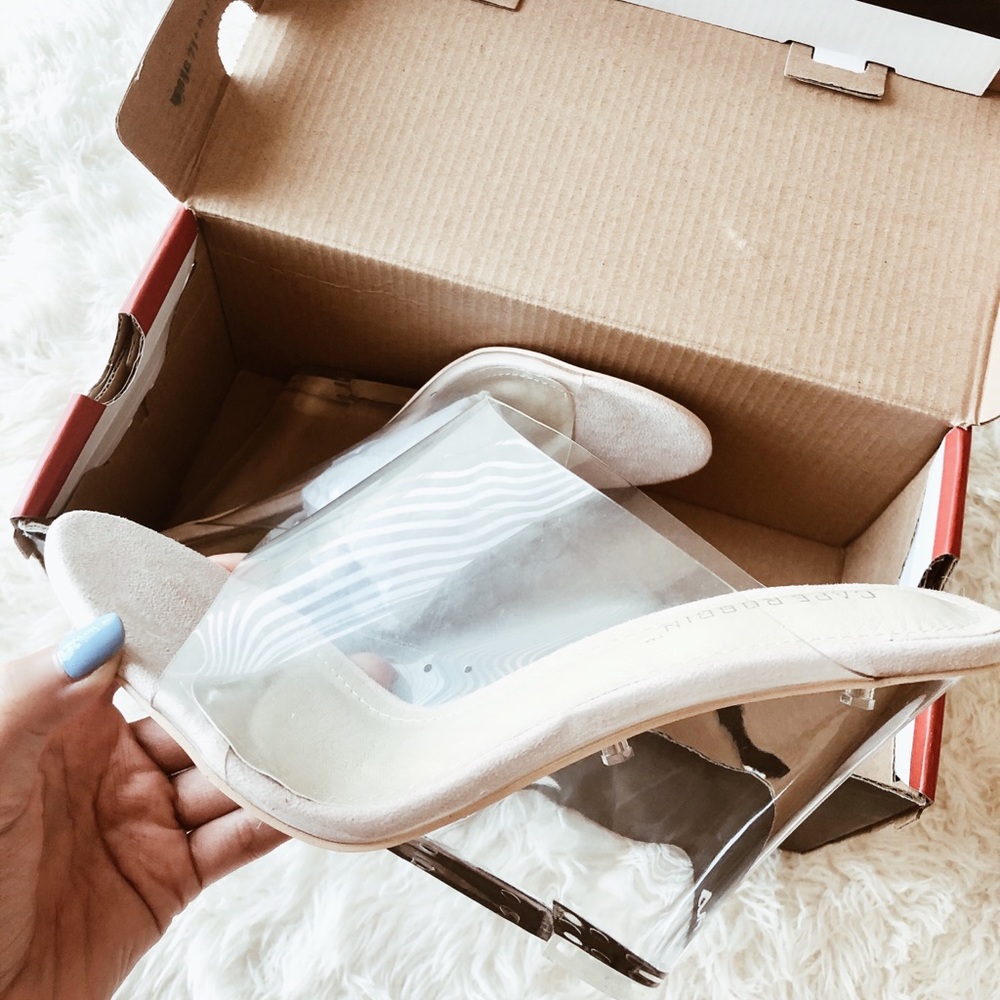 Clear Strap Nude Heels for Women